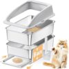 APPKER 23.6"x15.7"x13.78" Stainless Steel Sifting Litter Box with Lid, XL Sifting Design for Pine Pellets, High Sides Metal Litter Box for Big Cats 7.9in Deep, Easy-to-Clean Removable Drawer Pan
